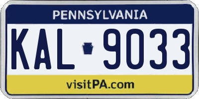 PA license plate KAL9033