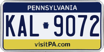PA license plate KAL9072