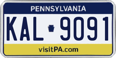 PA license plate KAL9091