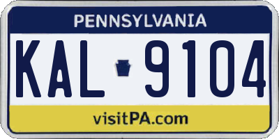 PA license plate KAL9104