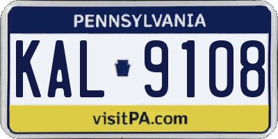 PA license plate KAL9108