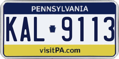 PA license plate KAL9113