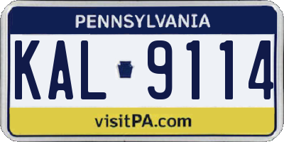 PA license plate KAL9114
