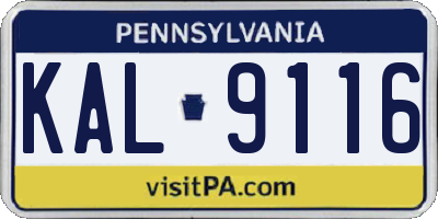 PA license plate KAL9116