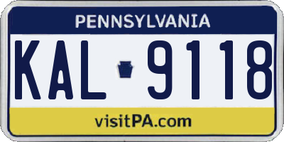 PA license plate KAL9118