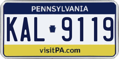 PA license plate KAL9119