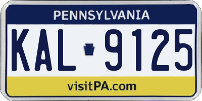 PA license plate KAL9125