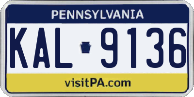 PA license plate KAL9136