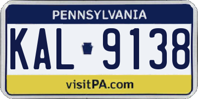 PA license plate KAL9138