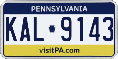 PA license plate KAL9143