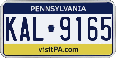 PA license plate KAL9165