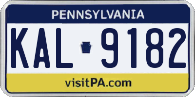 PA license plate KAL9182