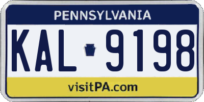 PA license plate KAL9198