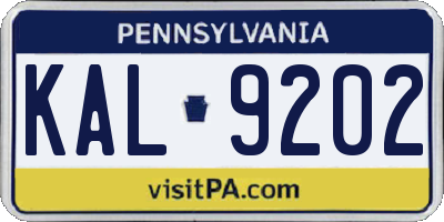 PA license plate KAL9202