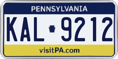PA license plate KAL9212