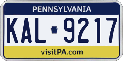 PA license plate KAL9217