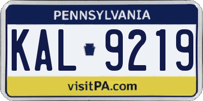 PA license plate KAL9219