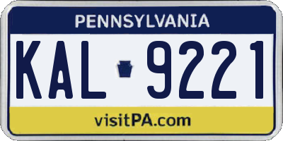 PA license plate KAL9221