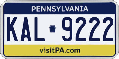 PA license plate KAL9222
