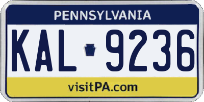 PA license plate KAL9236