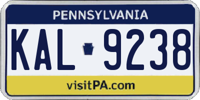PA license plate KAL9238
