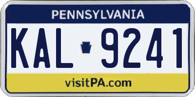 PA license plate KAL9241