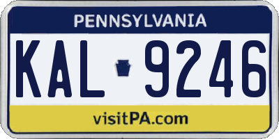 PA license plate KAL9246