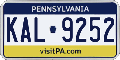 PA license plate KAL9252