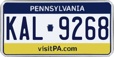 PA license plate KAL9268