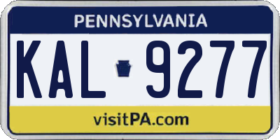 PA license plate KAL9277