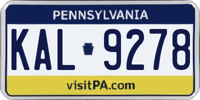 PA license plate KAL9278