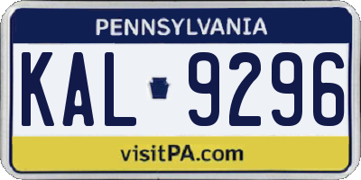 PA license plate KAL9296