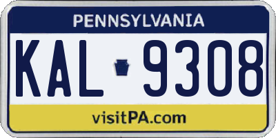 PA license plate KAL9308