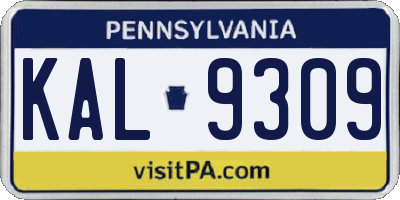 PA license plate KAL9309