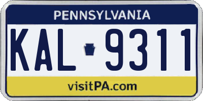 PA license plate KAL9311