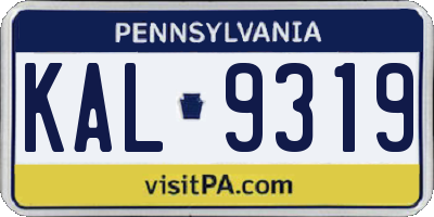 PA license plate KAL9319