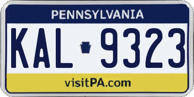 PA license plate KAL9323