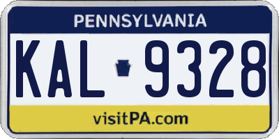 PA license plate KAL9328