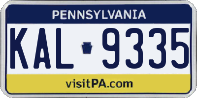 PA license plate KAL9335