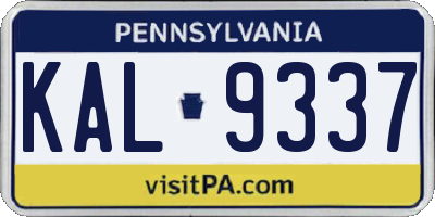 PA license plate KAL9337