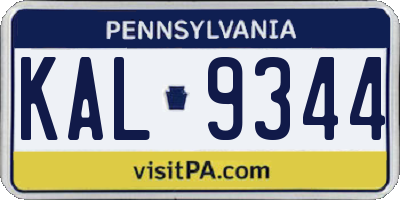 PA license plate KAL9344