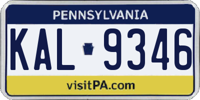 PA license plate KAL9346