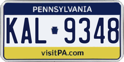 PA license plate KAL9348