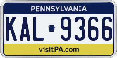 PA license plate KAL9366