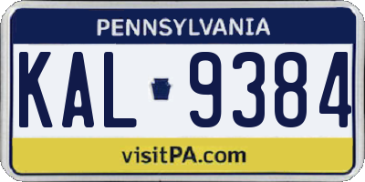 PA license plate KAL9384