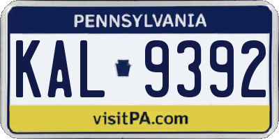 PA license plate KAL9392