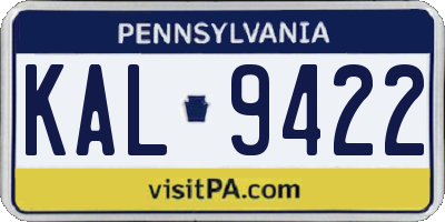 PA license plate KAL9422