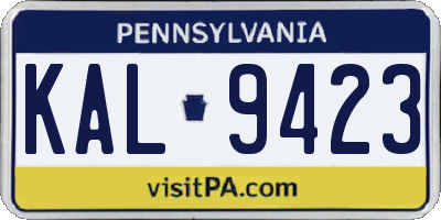 PA license plate KAL9423