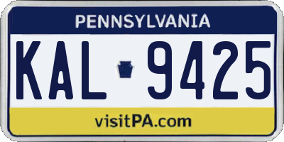 PA license plate KAL9425