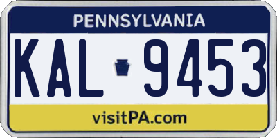 PA license plate KAL9453